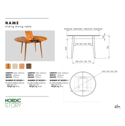 NordicStory "Escandi 5" round extendable dining table in solid oak