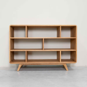 Solid wood oak bookcase Geneva 1, 130 x 45 x 89 cm. | NordicStory