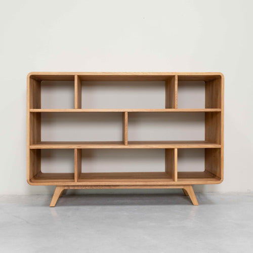 Solid wood oak bookcase Geneva 1, 130 x 45 x 89 cm. | NordicStory