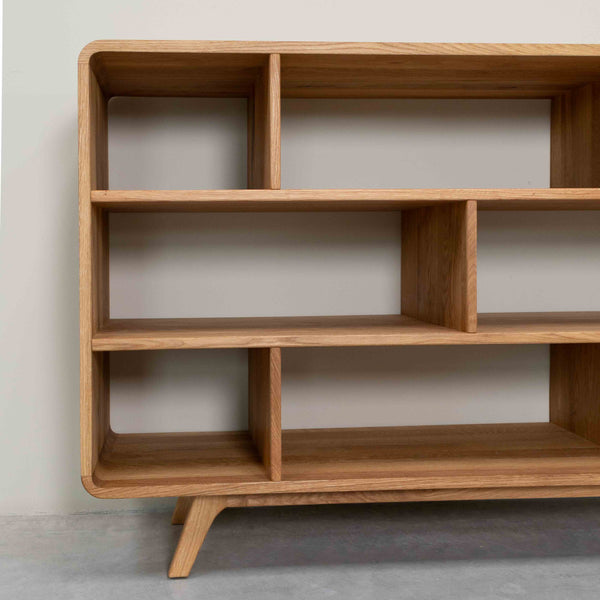 Solid wood oak bookcase Geneva 1, 130 x 45 x 89 cm. | NordicStory