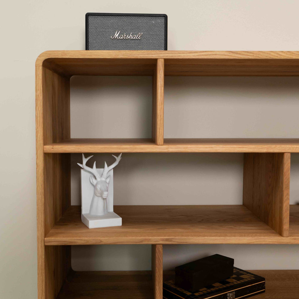 Solid wood oak bookcase Geneva 1, 130 x 45 x 89 cm. | NordicStory