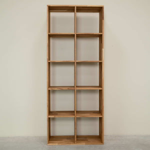 Solid oak bookcase Regal 10, 76 x 35 x 187 cm (76 x 35 x 187 cm) | NordicStory
