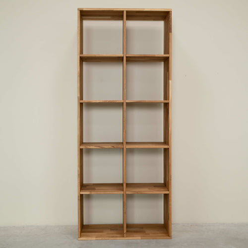 Solid oak bookcase Regal 10, 76 x 35 x 187 cm (76 x 35 x 187 cm) | NordicStory
