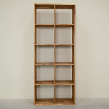 Solid oak bookcase Regal 10, 76 x 35 x 187 cm (76 x 35 x 187 cm) | NordicStory