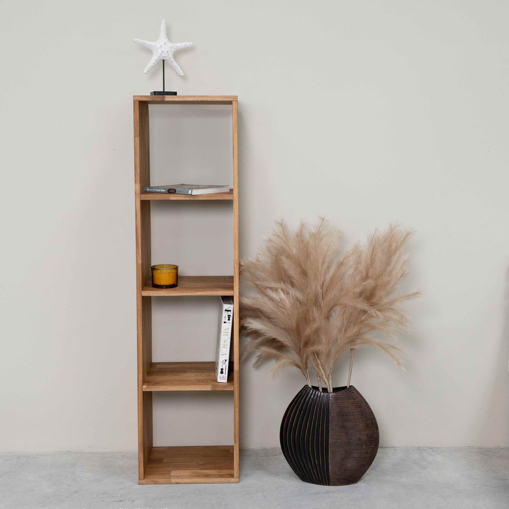 Bookcase Regal 4 solid oak bookcase, 39 x 35 x 150 cm, NordicStory
