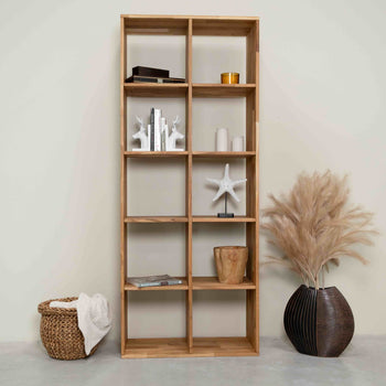 Solid oak bookcase Regal 10, 76 x 35 x 187 cm (76 x 35 x 187 cm) | NordicStory