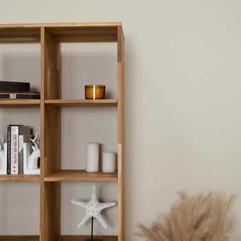 Solid oak bookcase Regal 10, 76 x 35 x 187 cm (76 x 35 x 187 cm) | NordicStory