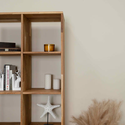 Solid oak bookcase Regal 10, 76 x 35 x 187 cm (76 x 35 x 187 cm) | NordicStory
