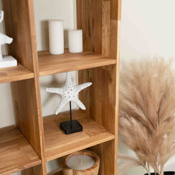 Solid oak bookcase Regal 10, 76 x 35 x 187 cm (76 x 35 x 187 cm) | NordicStory