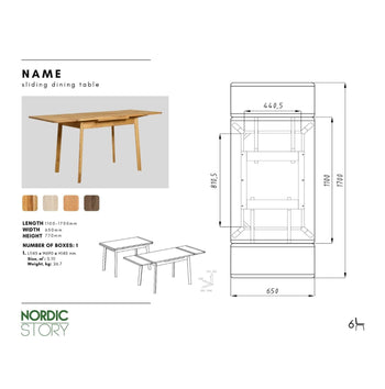 NordicStory Extending dining table in solid oak "Mini 1".