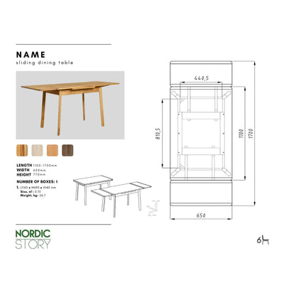 NordicStory Extending dining table in solid oak "Mini 1".