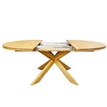 NordicStory Round extendable dining table in solid oak wood 140-200 x 140 x 76cm.