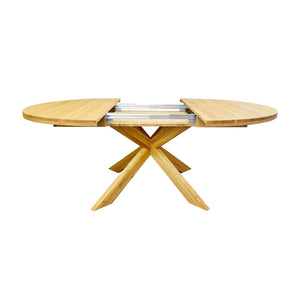 Round extendable dining table in solid oak Holger : NordicStory