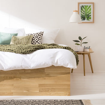 NordicStory "Sofia" bed with storage in solid oak