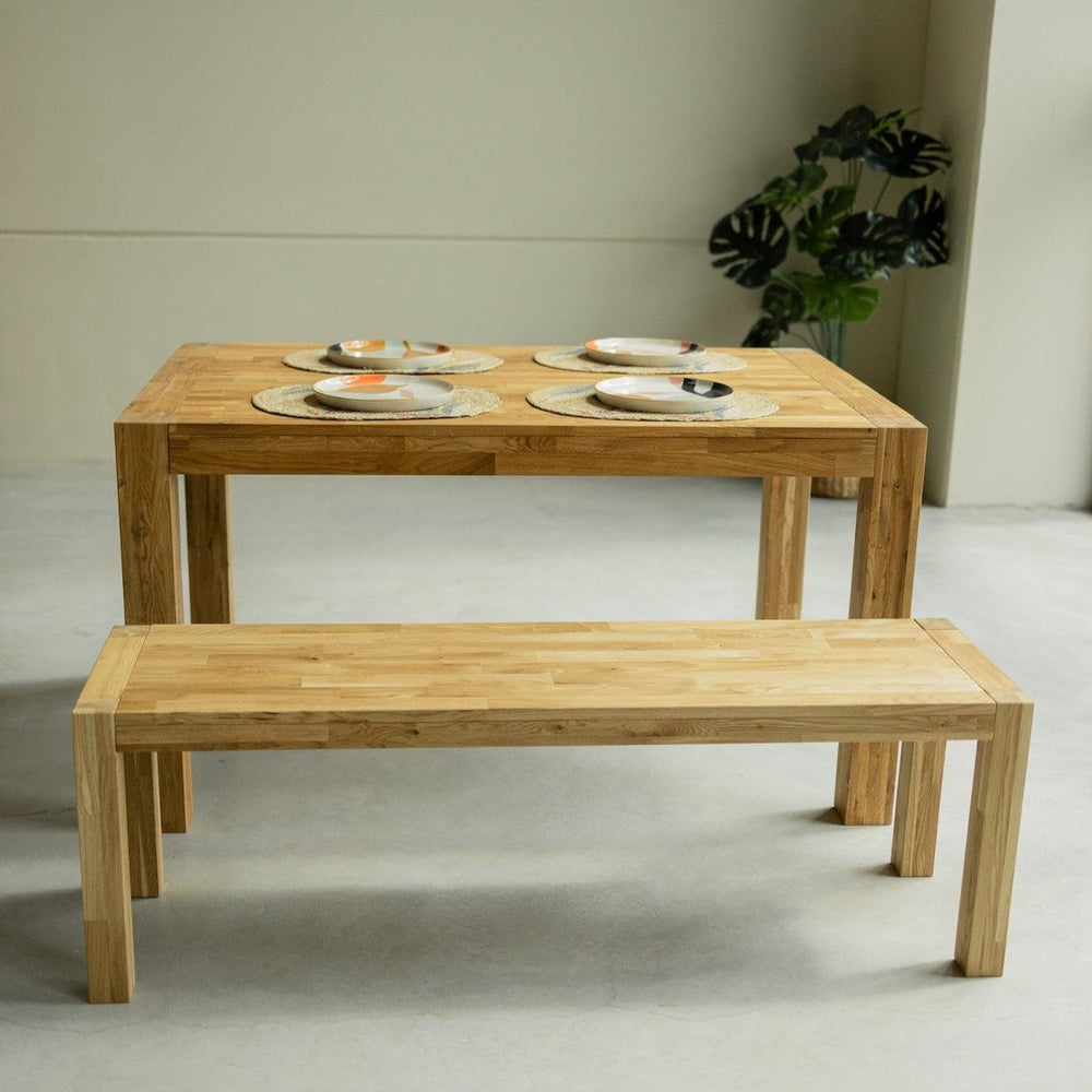 NordicStory Rustic dining bench in solid sustainable oak wood