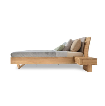 NordicStory "Alina" solid oak bed with headboard and 2 floating bedside tables8