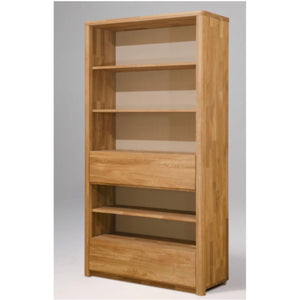 Wall bookcase with 2 drawers in solid oak Elsa 2 108 x 40 x 201,5 cm | NordicStory