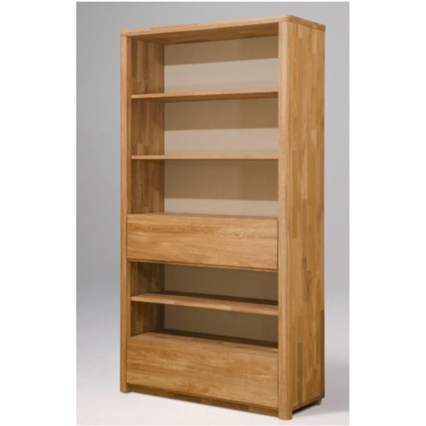 Wall bookcase with 2 drawers in solid oak Elsa 2 108 x 40 x 201,5 cm | NordicStory