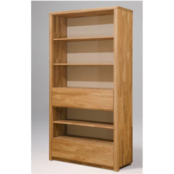 NordicStory Bookcase Wall bookcase with 2 drawers in solid oak "Elsa 2" 108 x 40 x 201,5 cm.