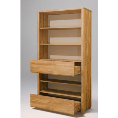 NordicStory Bookcase Wall bookcase with 2 drawers in solid oak wood