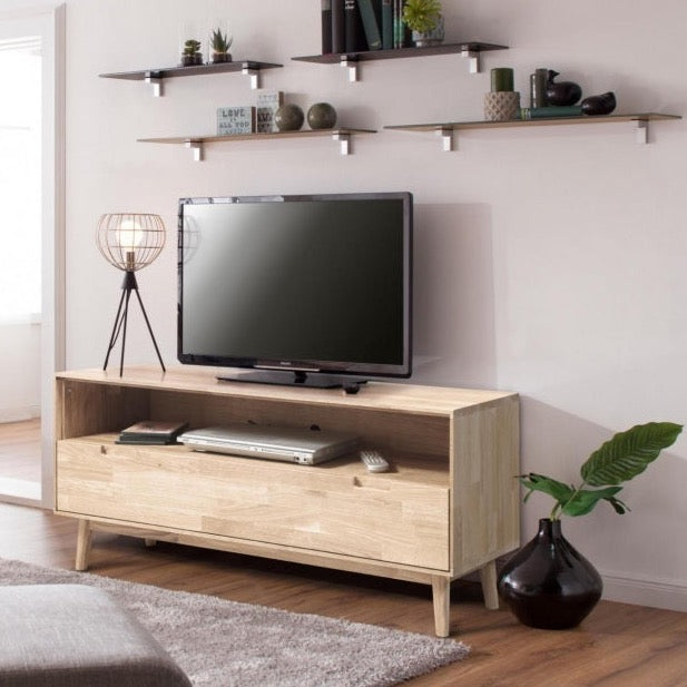 NordicStory TV cabinet in solid bleached oak wood
