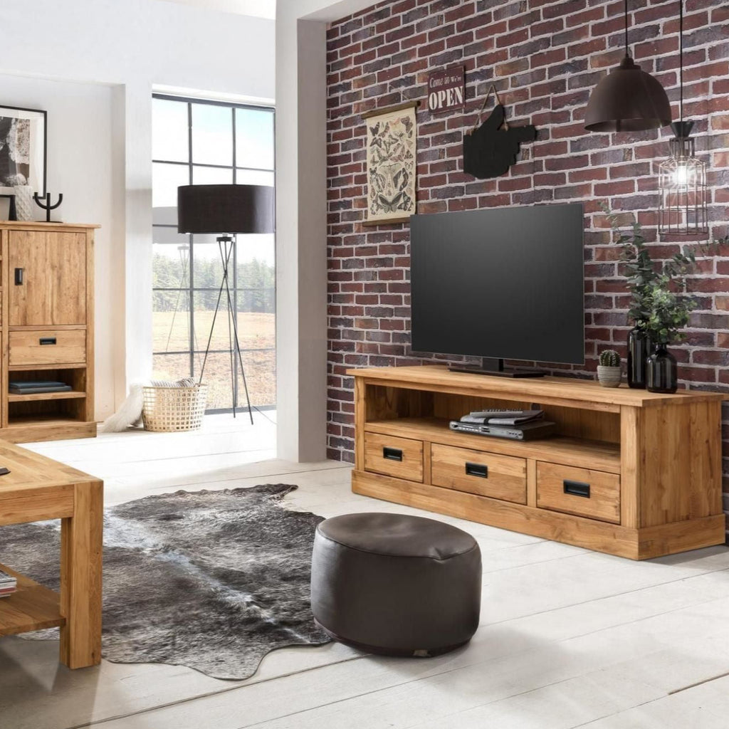 NordicStory Rustic TV cabinet in solid oak wood