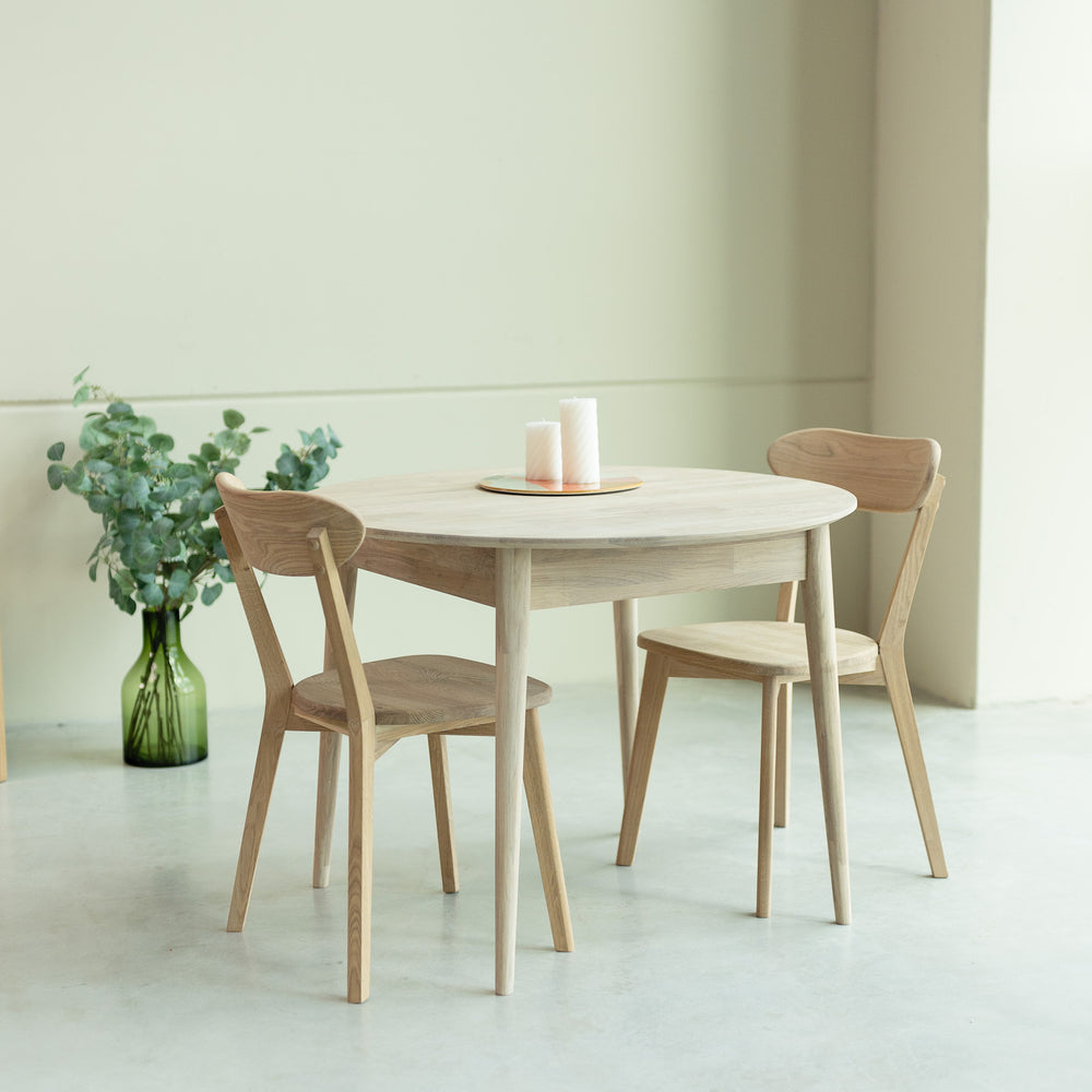 Roble.Store Round extending dining table in solid oak wood 