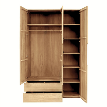 NordicStory Tron solid oak closet for clothes, 135 x 55 x 220 cm.
