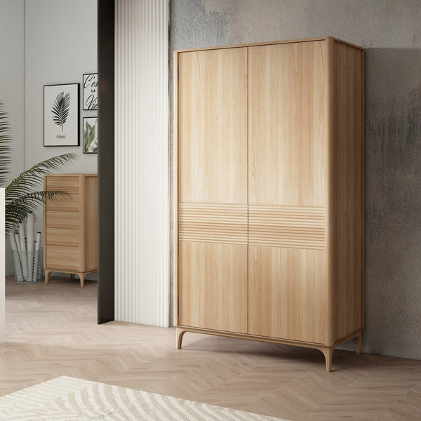 Oxford 2 oak solid wood closet for clothes, 120x60x210 cm (120x60x210 cm) | NordicStory
