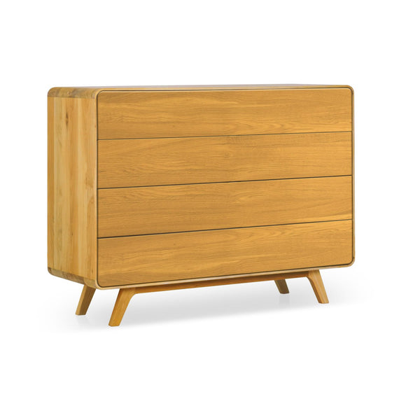NordicStory Geneva 3 solid oak chest of drawers, 120 x 42 x 90 cm.