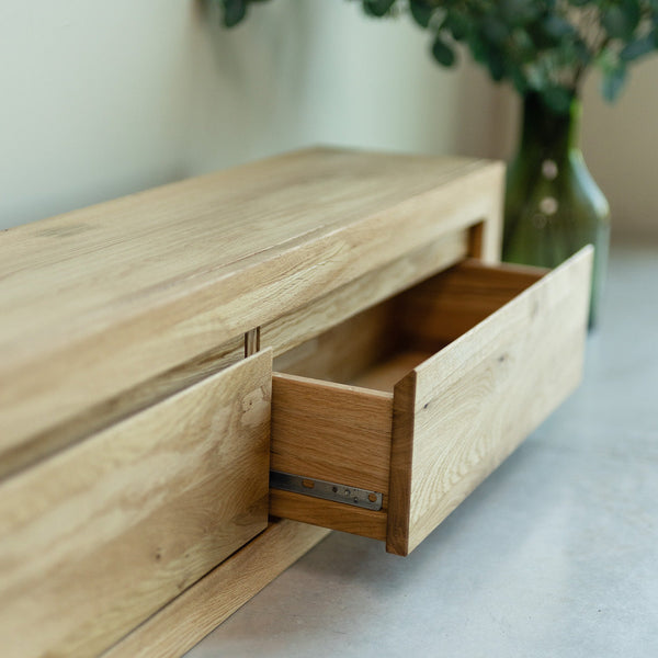 Solid oak floating sideboard console table Sven, 120 / 100 x 100 x 25 x 30 cm | NordicStory