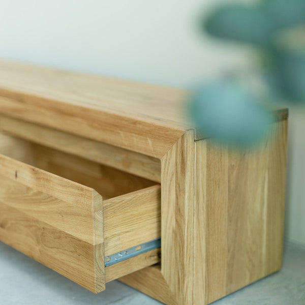 Solid oak floating sideboard console table Sven, 120 / 100 x 100 x 25 x 30 cm | NordicStory