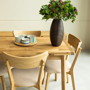 Extending dining table in solid oak Mini 1, 110-170 x 65 x 77 (75) cm (110-170 x 65 x 77) cm (75) cm (110-170 x 65 x 77) cm (110-170 x 65 x 77) cm (75) cm) | NordicStory