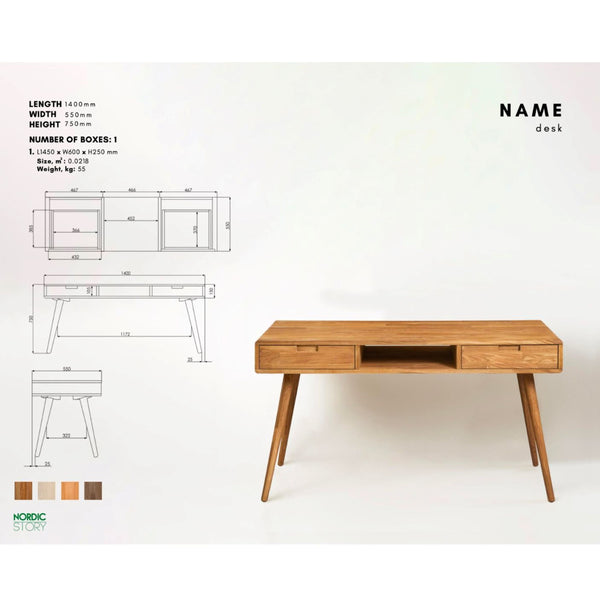 Escandi 5 solid oak desk, 140 x 55 x 75 cm. | NordicStory