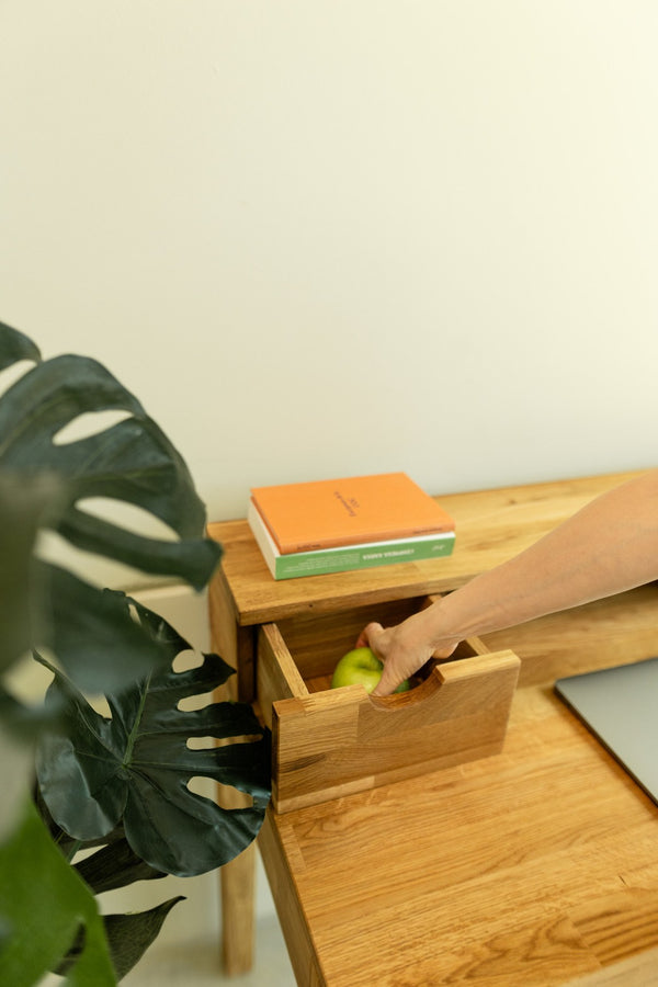NordicStory Solid oak desk table 2 drawers