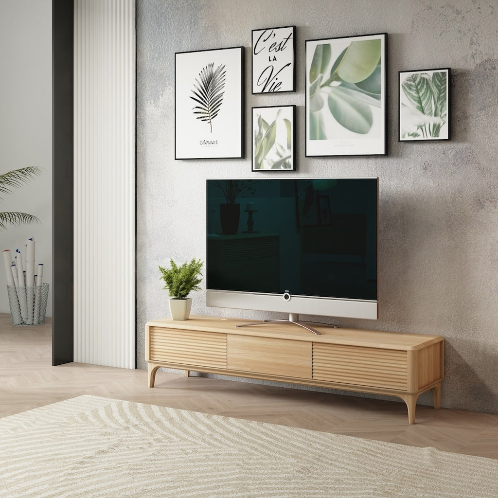 NordicStory Oxford solid oak wood TV stand 3