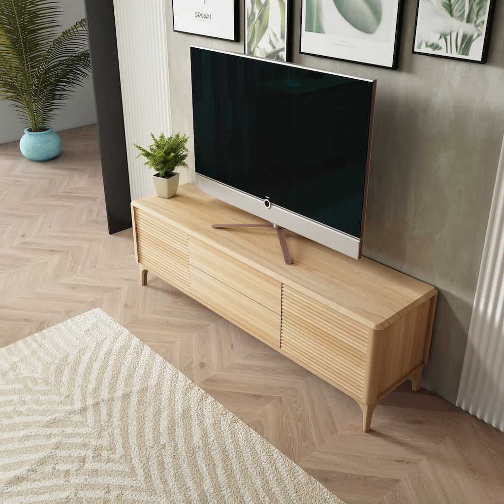 NordicStory Oxford solid oak wood TV stand 3.2.2