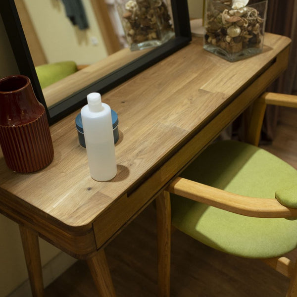 NordicStory Solid oak dressing table desk and vanity table 