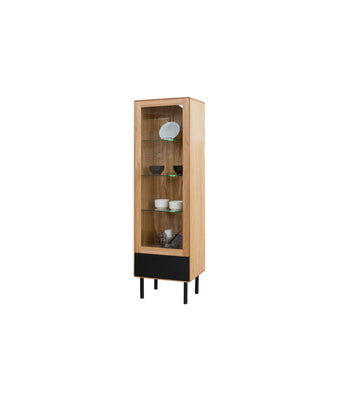NordicStory Solid oak display cabinet with legs 