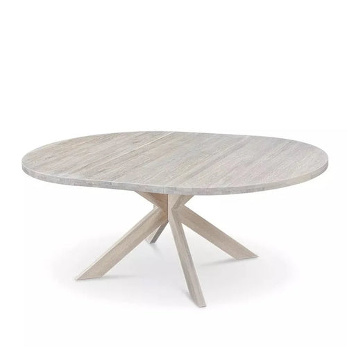 Round extendable dining table in solid oak Holger : NordicStory