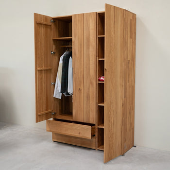 NordicStory Tron solid oak closet for clothes, 135 x 55 x 220 cm.