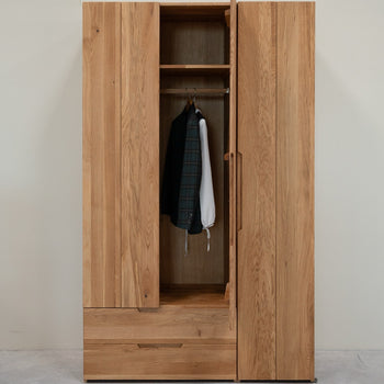 NordicStory Tron solid oak closet for clothes, 135 x 55 x 220 cm.
