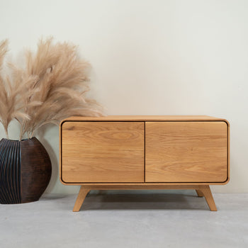 Sustainable oak solid wood bench Geneva low shoe rack NordicStory RobleStore