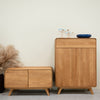 Sustainable oak solid wood bench Geneva low shoe rack NordicStory RobleStore
