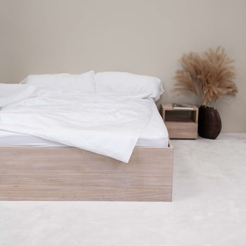 NordicStory Sofia bed with storage in solid oak wood 