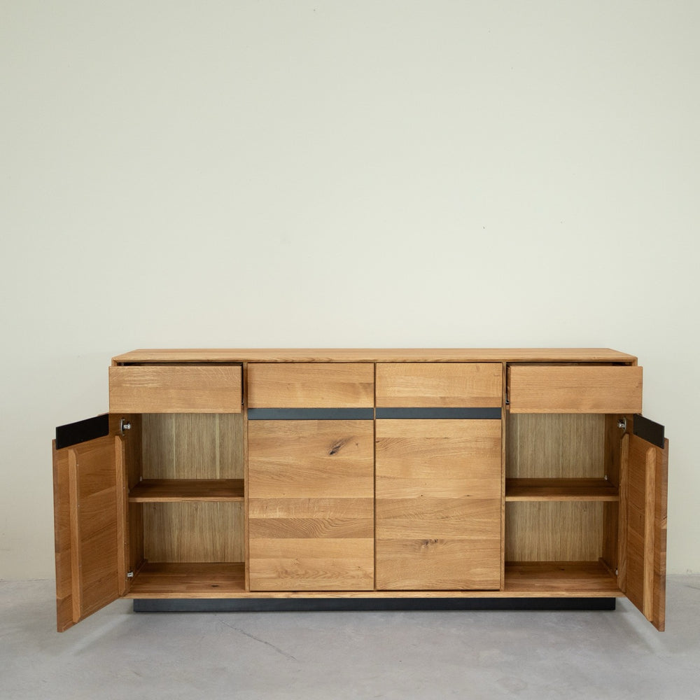 NordicStory Bremen oak solid wood sideboard, 180 x 42 x 90 cm.