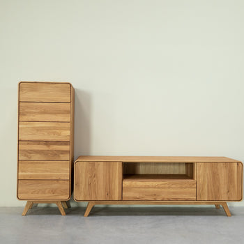 NordicStory TV stand in solid oak Geneva 1, 160 x45 x 55 cm.