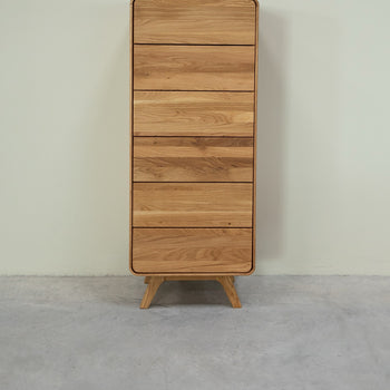 NordicStory Geneva 1 solid oak chest of drawers, 50 x 42 x 126 cm.