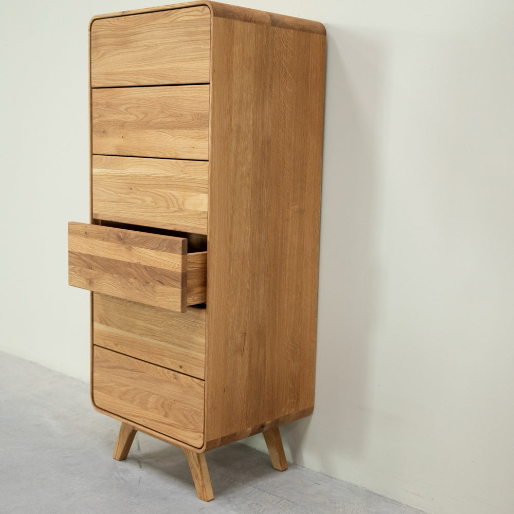 NordicStory Geneva 1 solid oak chest of drawers, 50 x 42 x 126 cm.