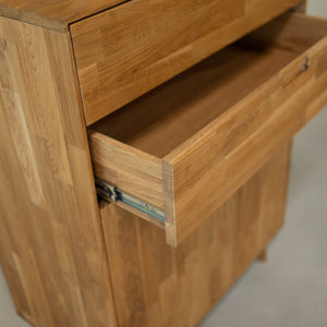 Chest of drawers in solid oak wood Escandi 2, 80 x 45 x 111 cm | NordicStory